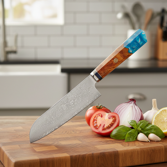 Couteau Japonais Santoku - Acier Damas - Kinoto