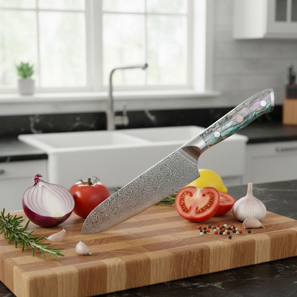 Couteau Japonais Santoku - Corail