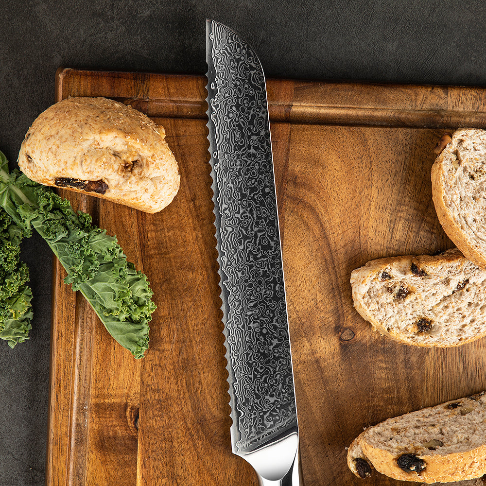 Couteau Japonais à pain - Acier Damas - Kurokin