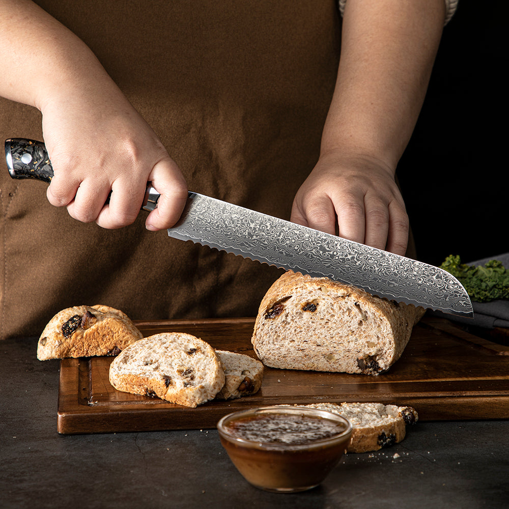 Couteau Japonais à pain - Acier Damas - Kurokin