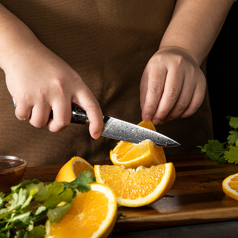 Couteau Japonais à éplucher - Acier Damas - Kurokin