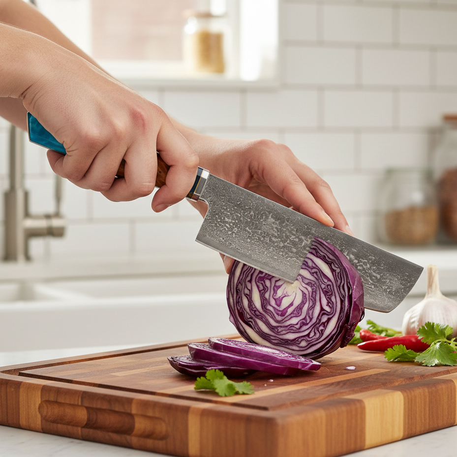 Couteau Japonais Nakiri - Acier Damas - Kinoto